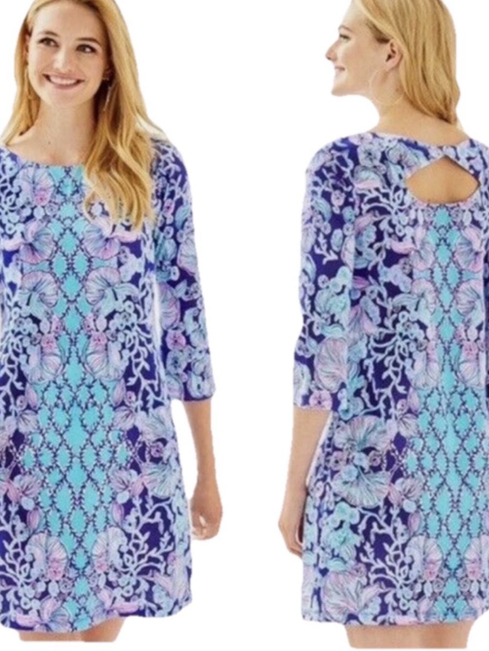 Lilly Pulitzer NWT Bay Dress LAPIS LAZULI Your Biggest Fan Engineered Dress SM